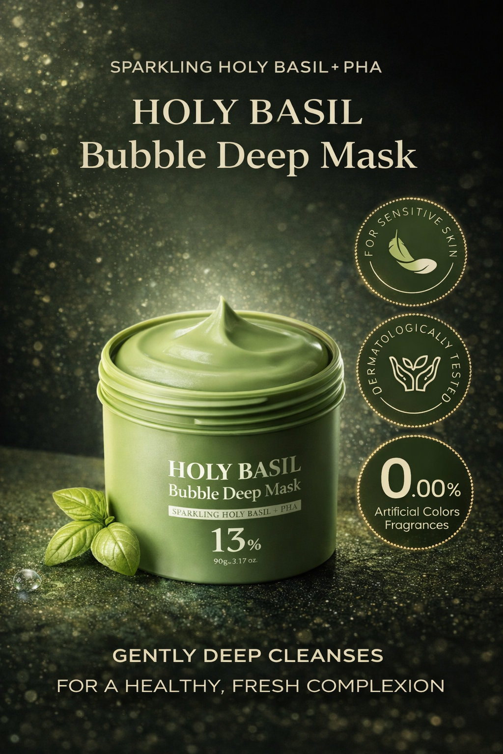 HOLY BASIL™ Korean Carbonic Acid Facial Mask Exfoliating Deep Cleansing Remove Blackhead Shrink Pore Oil Control Skin Care