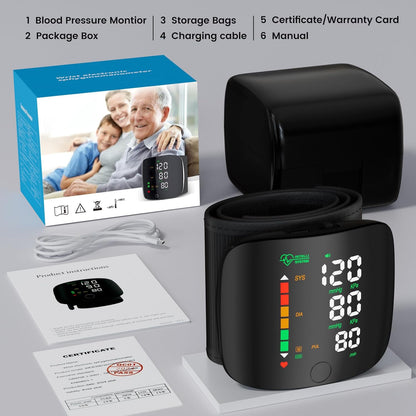 Smart Wrist Blood Pressure Monitor with Touch Screen and English Voice