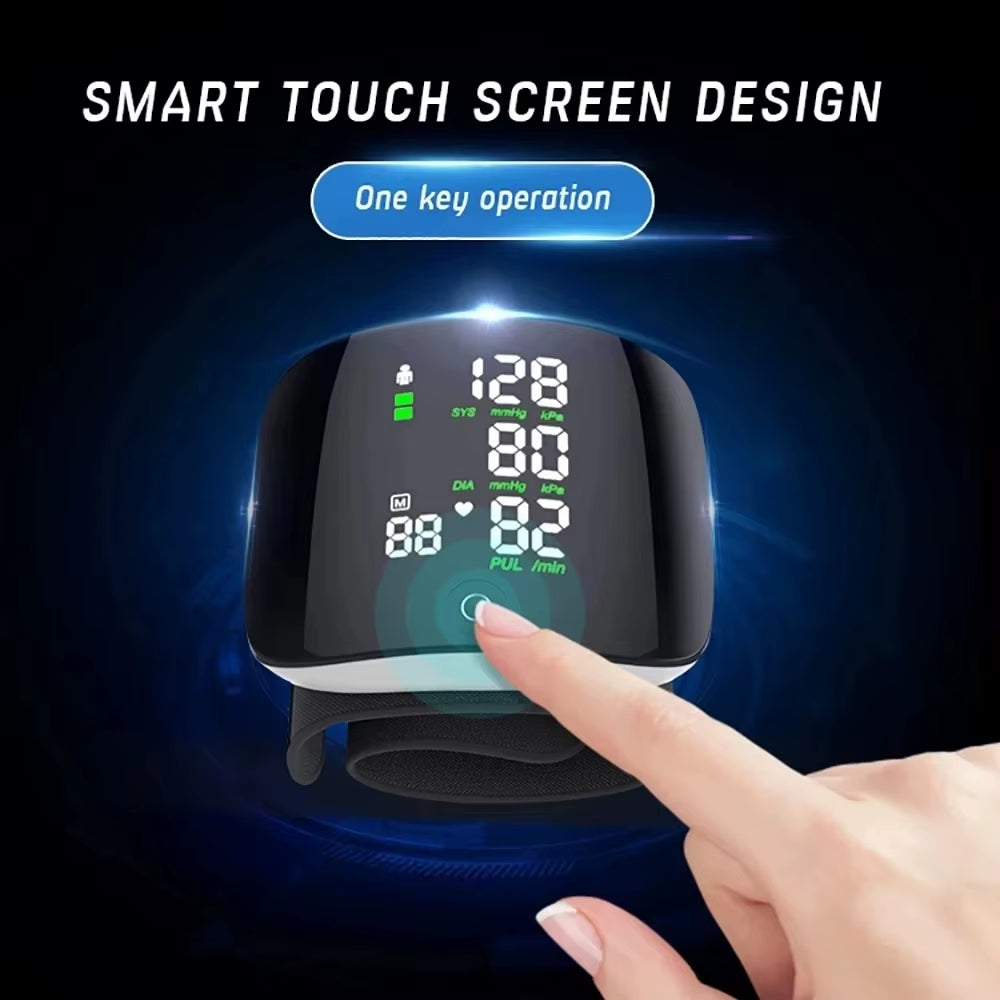 Rechargeable Wrist Blood Pressure Monitor New Touch LED Tonometer Medical English / Russian Voice Broadcast Tonometer BP Monitor